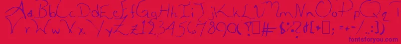 AleiaAbnormal-fontti – violetit fontit punaisella taustalla