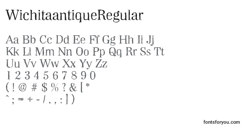 Schriftart WichitaantiqueRegular – Alphabet, Zahlen, spezielle Symbole