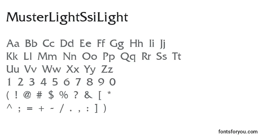 Шрифт MusterLightSsiLight – алфавит, цифры, специальные символы