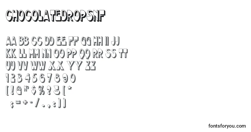 Czcionka Chocolatedropsnf – alfabet, cyfry, specjalne znaki