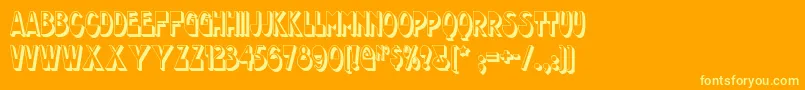 Chocolatedropsnf-Schriftart – Gelbe Schriften auf orangefarbenem Hintergrund