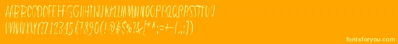 Saiba mais sobre a fonte InTheDeepDarkWoods Fonte InTheDeepDarkWoods – fontes amarelas em um fundo laranja