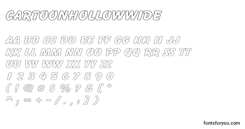 A fonte CartoonHollowWide – alfabeto, números, caracteres especiais