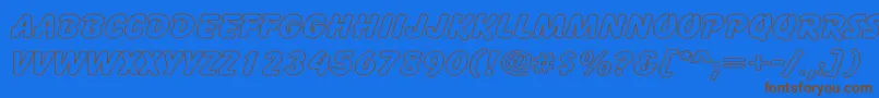 Weitere Informationen zur CartoonHollowWide-Schriftart CartoonHollowWide-Schriftart – Braune Schriften auf blauem Hintergrund