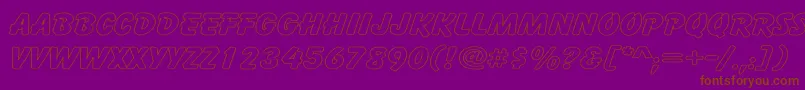 Weitere Informationen zur CartoonHollowWide-Schriftart CartoonHollowWide-Schriftart – Braune Schriften auf violettem Hintergrund