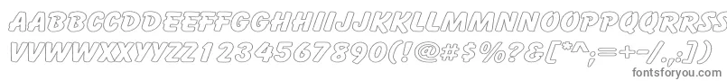CartoonHollowWide-fontti – harmaat kirjasimet valkoisella taustalla