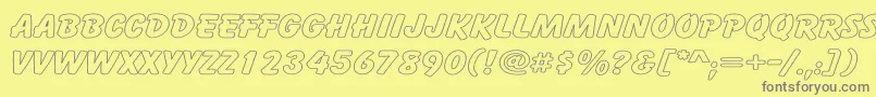 フォントCartoonHollowWide – 黄色の背景に灰色の文字