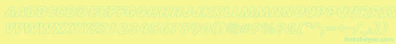 Czcionka CartoonHollowWide – zielone czcionki na żółtym tle