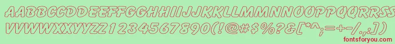 CartoonHollowWide Font – Red Fonts on Green Background
