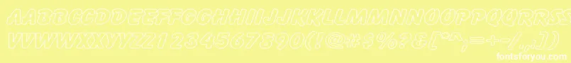 CartoonHollowWide-Schriftart – Weiße Schriften auf gelbem Hintergrund