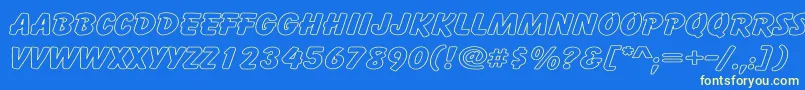 Fonte CartoonHollowWide – fontes amarelas em um fundo azul