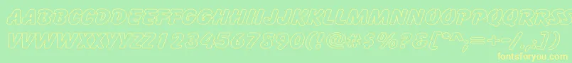 Fonte CartoonHollowWide – fontes amarelas em um fundo verde