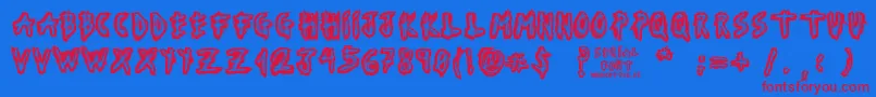 SerialFont-Schriftart – Rote Schriften auf blauem Hintergrund
