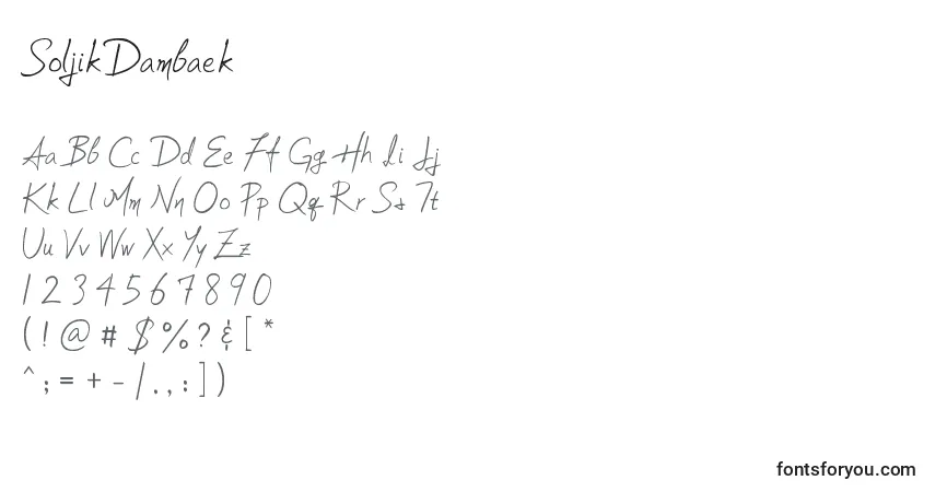 A fonte SoljikDambaek – alfabeto, números, caracteres especiais