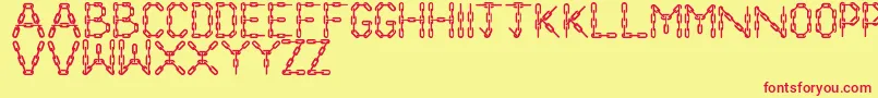 ChainLetters-Schriftart – Rote Schriften auf gelbem Hintergrund