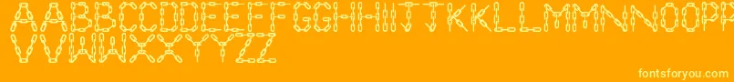 ChainLetters-Schriftart – Gelbe Schriften auf orangefarbenem Hintergrund