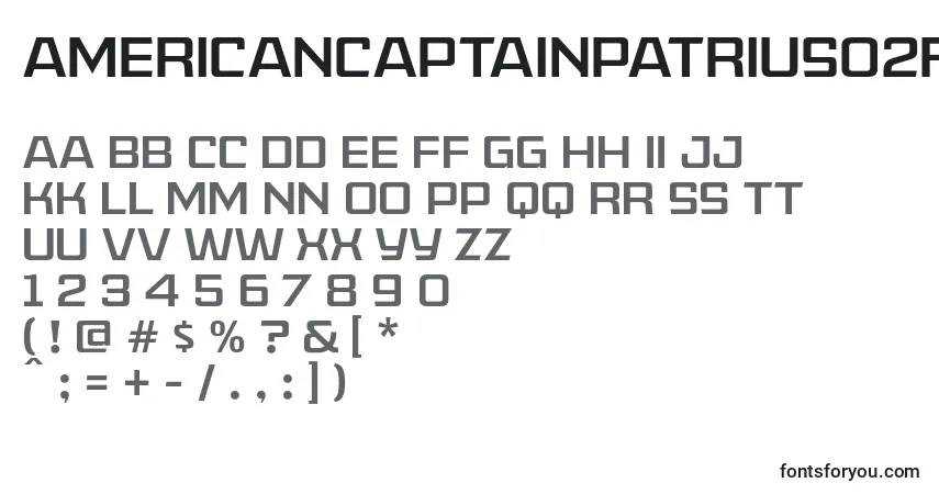 Шрифт AmericanCaptainPatrius02Fre – алфавит, цифры, специальные символы