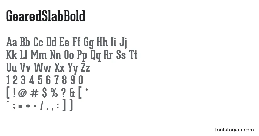 A fonte GearedSlabBold – alfabeto, números, caracteres especiais