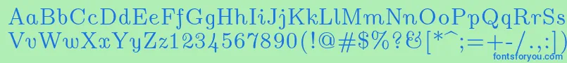 Lmromanunsl10Regular Font – Blue Fonts on Green Background