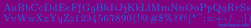 Lmromanunsl10Regular Font – Blue Fonts on Purple Background