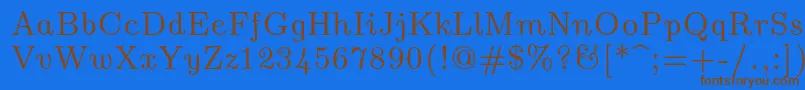 Lisätietoja Lmromanunsl10Regular-fontista Lmromanunsl10Regular-fontti – ruskeat fontit sinisellä taustalla