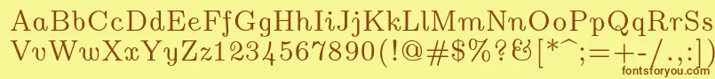 Шрифт Lmromanunsl10Regular – коричневые шрифты на жёлтом фоне