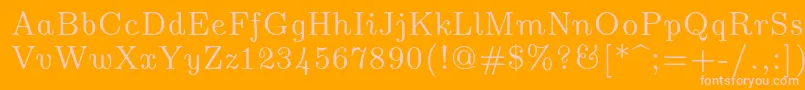 Lmromanunsl10Regular-Schriftart – Rosa Schriften auf orangefarbenem Hintergrund