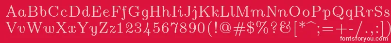 フォントLmromanunsl10Regular – 赤い背景にピンクのフォント