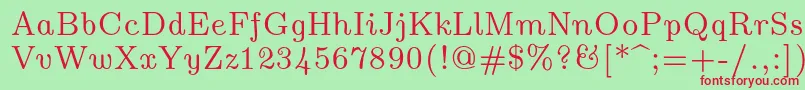 Lmromanunsl10Regular Font – Red Fonts on Green Background