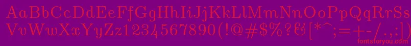 Lmromanunsl10Regular Font – Red Fonts on Purple Background