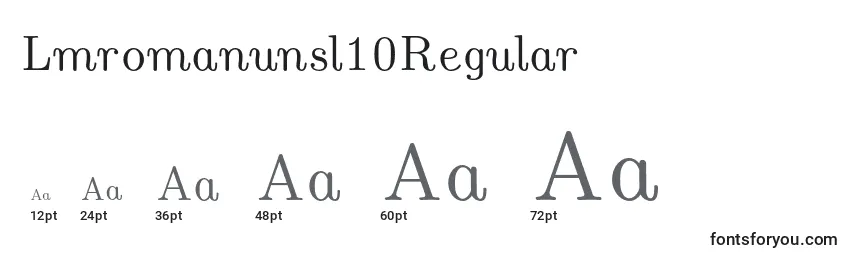 Размеры шрифта Lmromanunsl10Regular