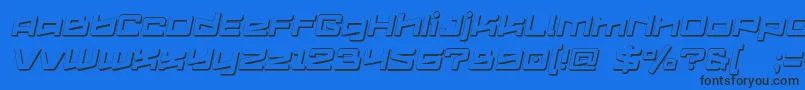 フォントLogofontik4fExtrudedItalic – 黒い文字の青い背景