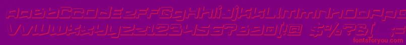 Logofontik4fExtrudedItalic Font – Red Fonts on Purple Background