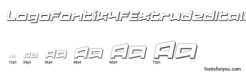 Rozmiary czcionki Logofontik4fExtrudedItalic