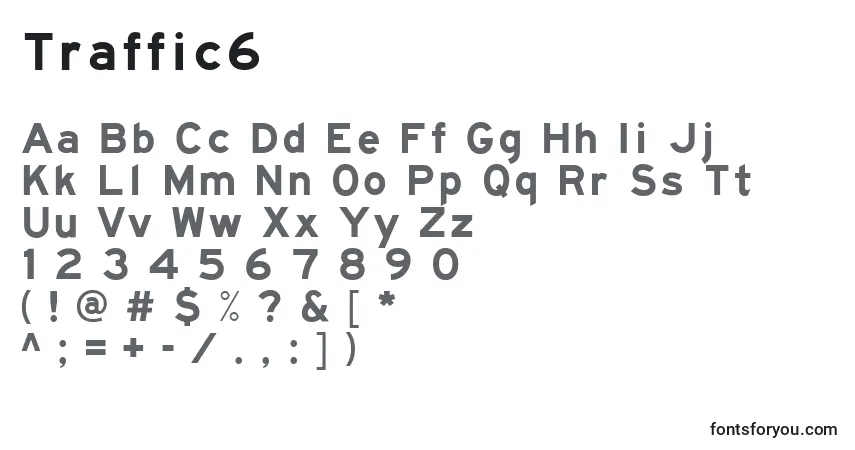 Шрифт Traffic6 – алфавит, цифры, специальные символы