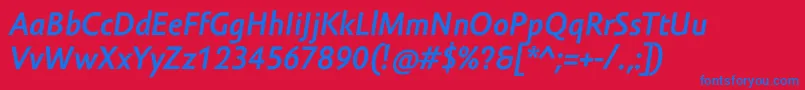 Saiba mais sobre a fonte AmorSansProBoldItalic Fonte AmorSansProBoldItalic – fontes azuis em um fundo vermelho