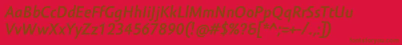 AmorSansProBoldItalic-Schriftart – Braune Schriften auf rotem Hintergrund