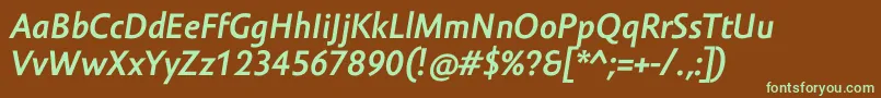 Шрифт AmorSansProBoldItalic – зелёные шрифты на коричневом фоне