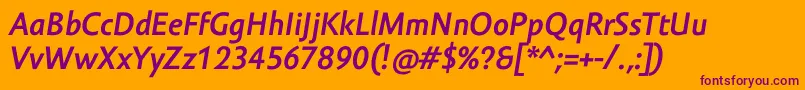 AmorSansProBoldItalic Font – Purple Fonts on Orange Background