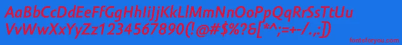 AmorSansProBoldItalic Font – Red Fonts on Blue Background