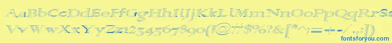 Alpharevhollow Font – Blue Fonts on Yellow Background