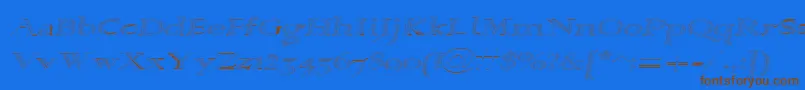 Alpharevhollow-Schriftart – Braune Schriften auf blauem Hintergrund