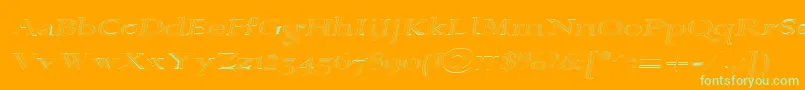Alpharevhollow-Schriftart – Grüne Schriften auf orangefarbenem Hintergrund