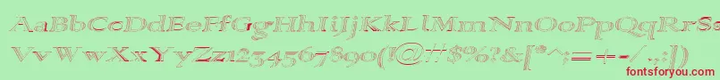 Czcionka Alpharevhollow – czerwone czcionki na zielonym tle
