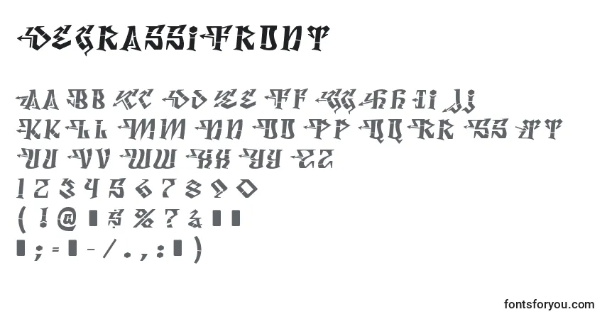 A fonte DegrassiFront – alfabeto, números, caracteres especiais