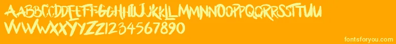 BllodyRainan-Schriftart – Gelbe Schriften auf orangefarbenem Hintergrund