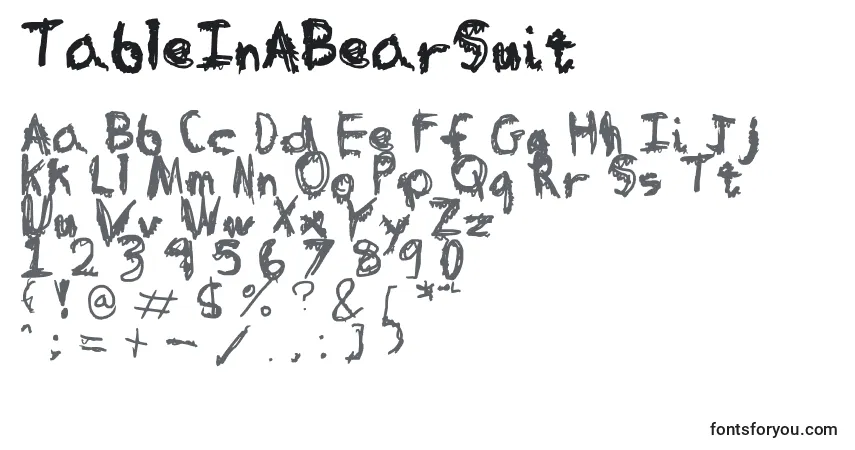 TableInABearSuit Font – alphabet, numbers, special characters
