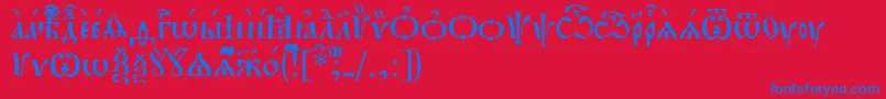 PochaevskUcs Font – Blue Fonts on Red Background