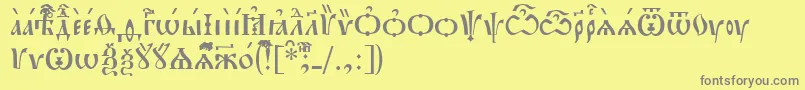 フォントPochaevskUcs – 黄色の背景に灰色の文字