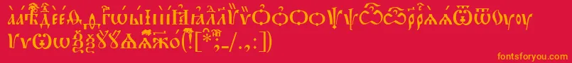 フォントPochaevskUcs – 赤い背景にオレンジの文字